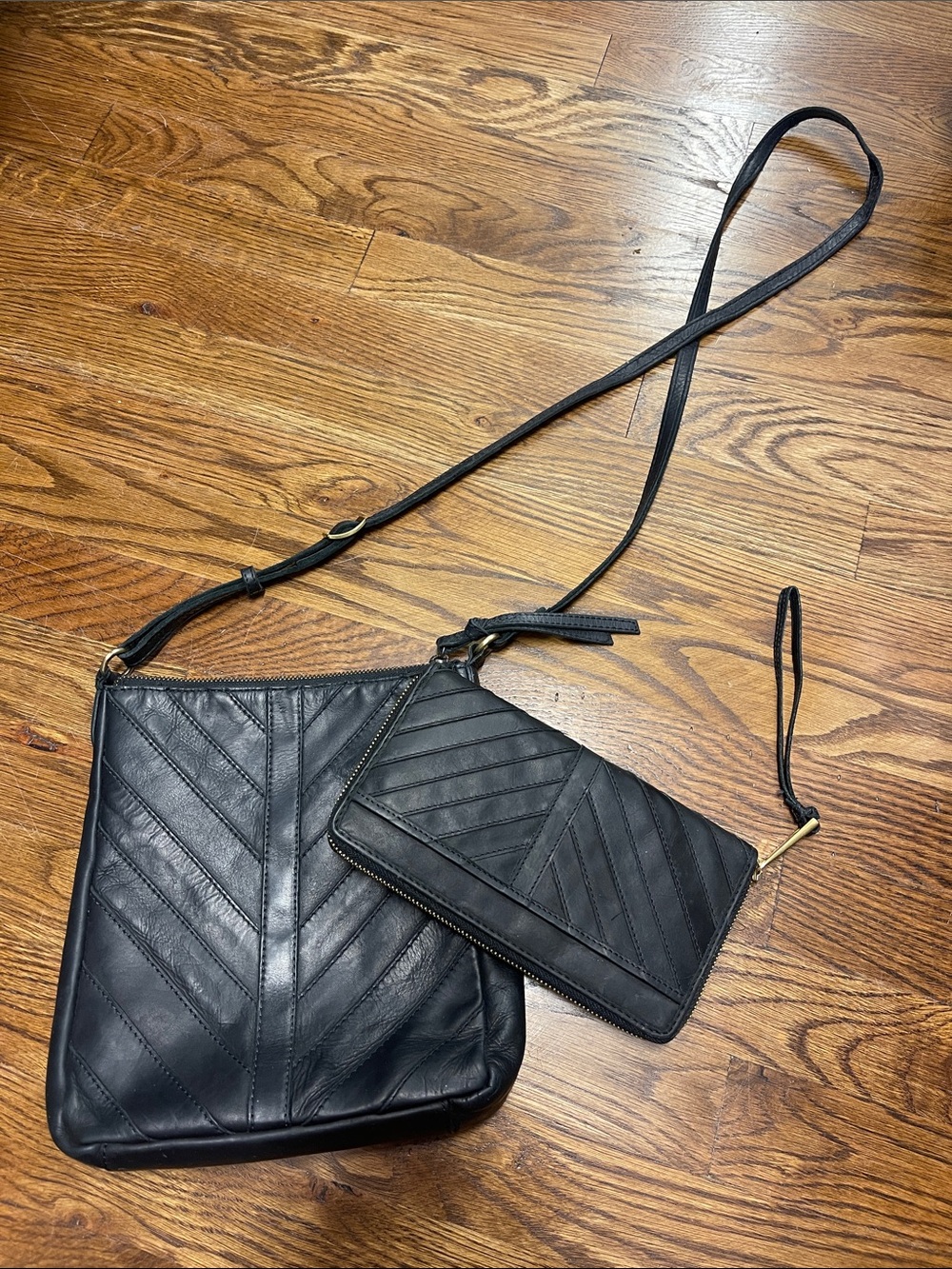 Margot Black Quilted Crossbody Bag with Wristlet